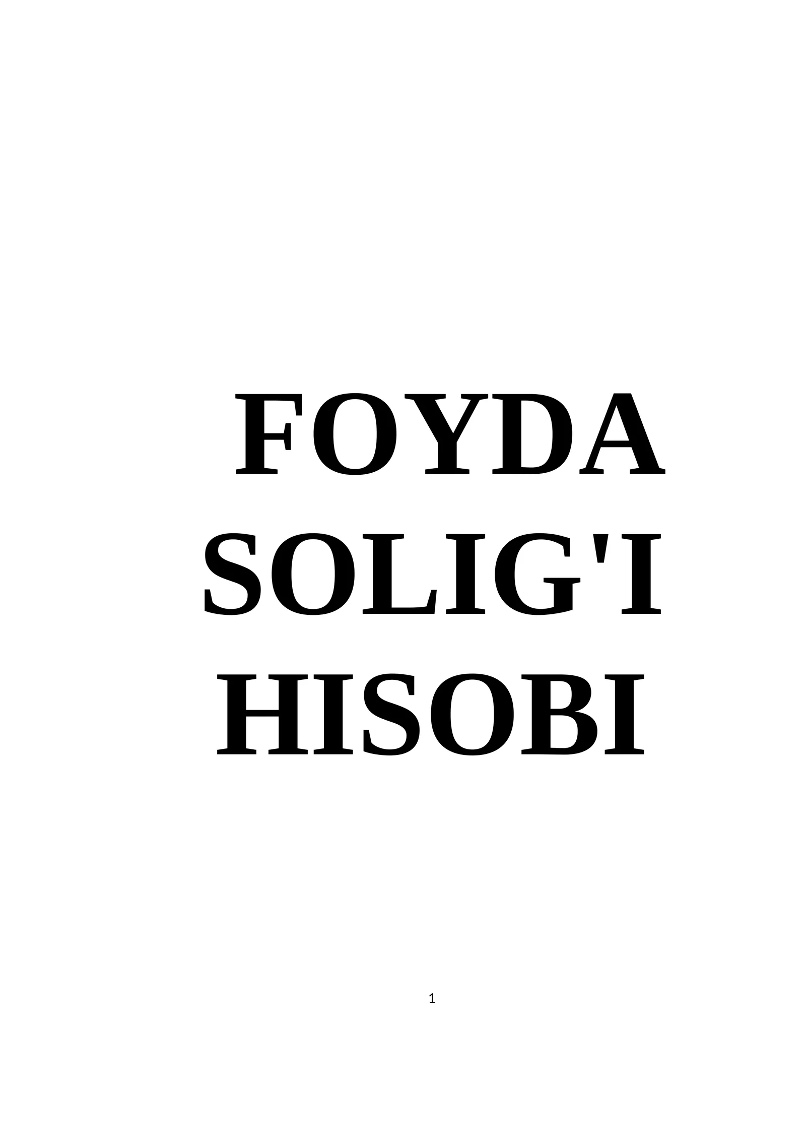 Foyda Solig'i Hisobi