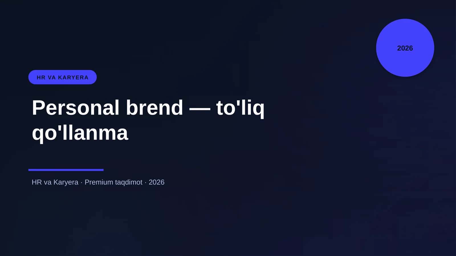 Personal brend — to'liq qo'llanma