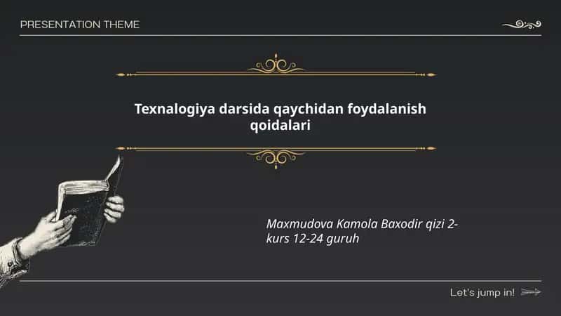 Texnalogiya darsida qaychidan foydalanish qoidalari