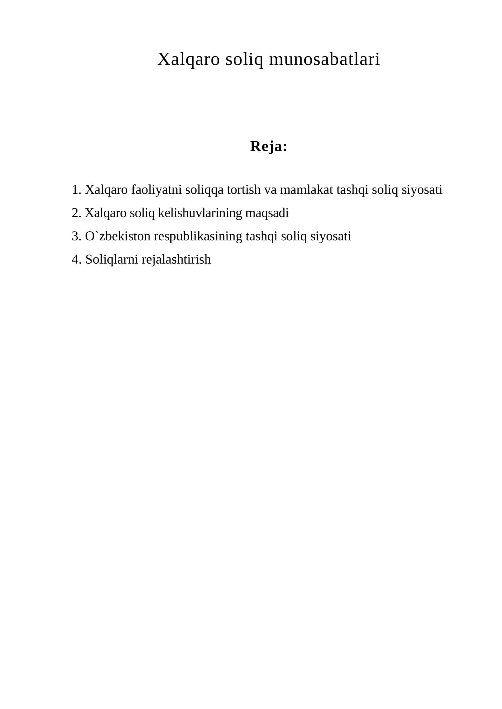 Xalqaro soliq munosabatlari