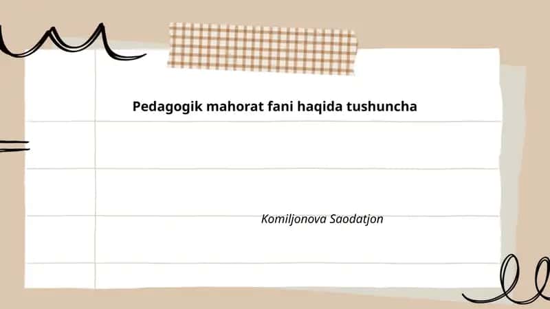 Pedagogik mahorat fani haqida tushuncha
