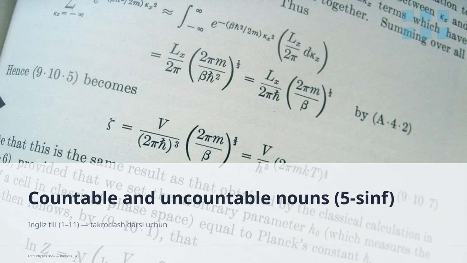 Countable and uncountable nouns (5-sinf)
