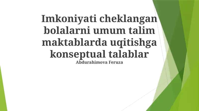Inklyuziv ta'lim muhitini yaratish