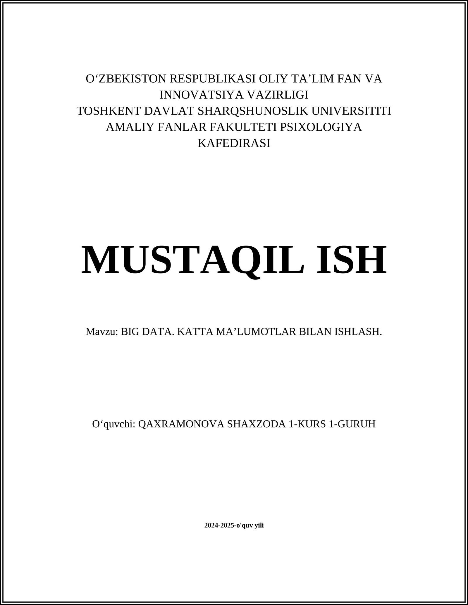 Katta ma'lumotlar arxitekturasi (Big Data Architecture)
