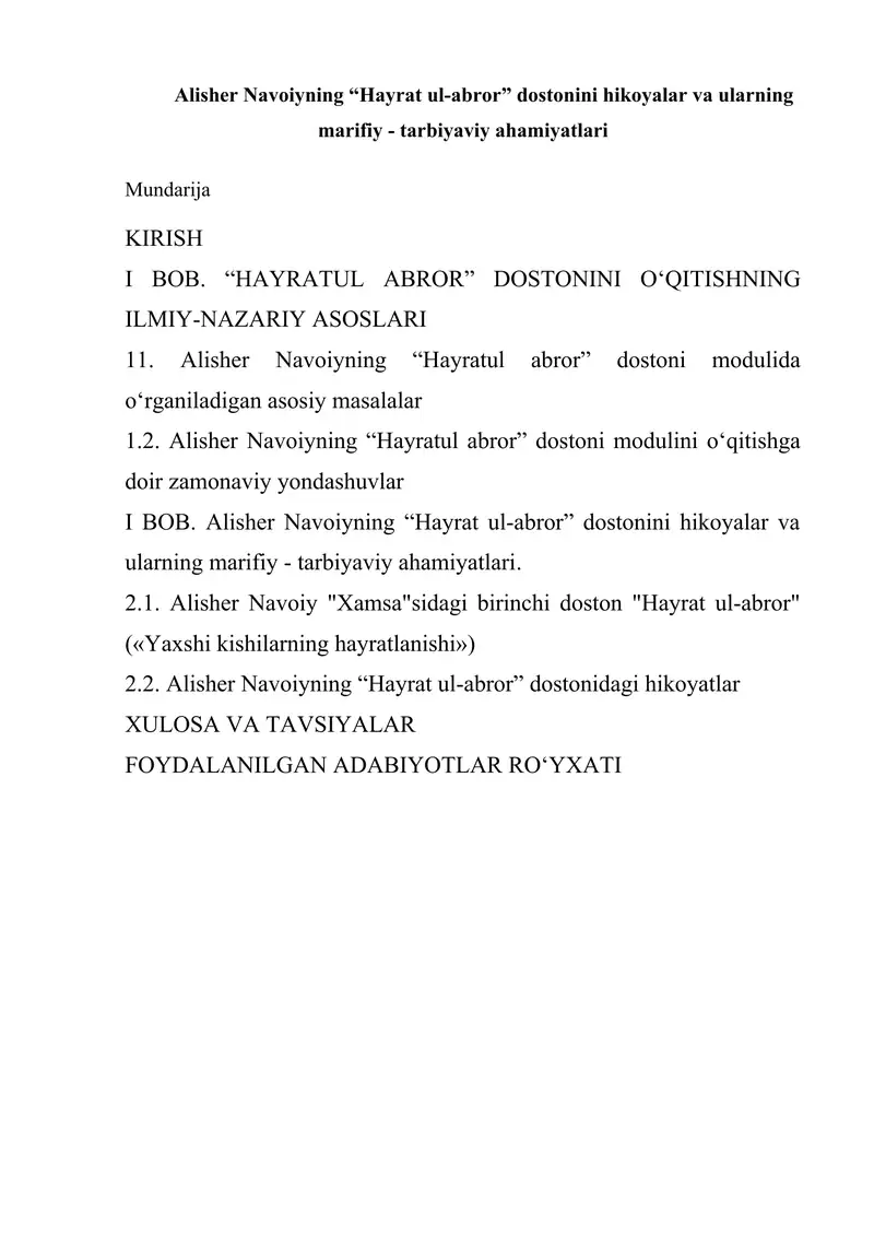 Hayrat ul-abror dostoni