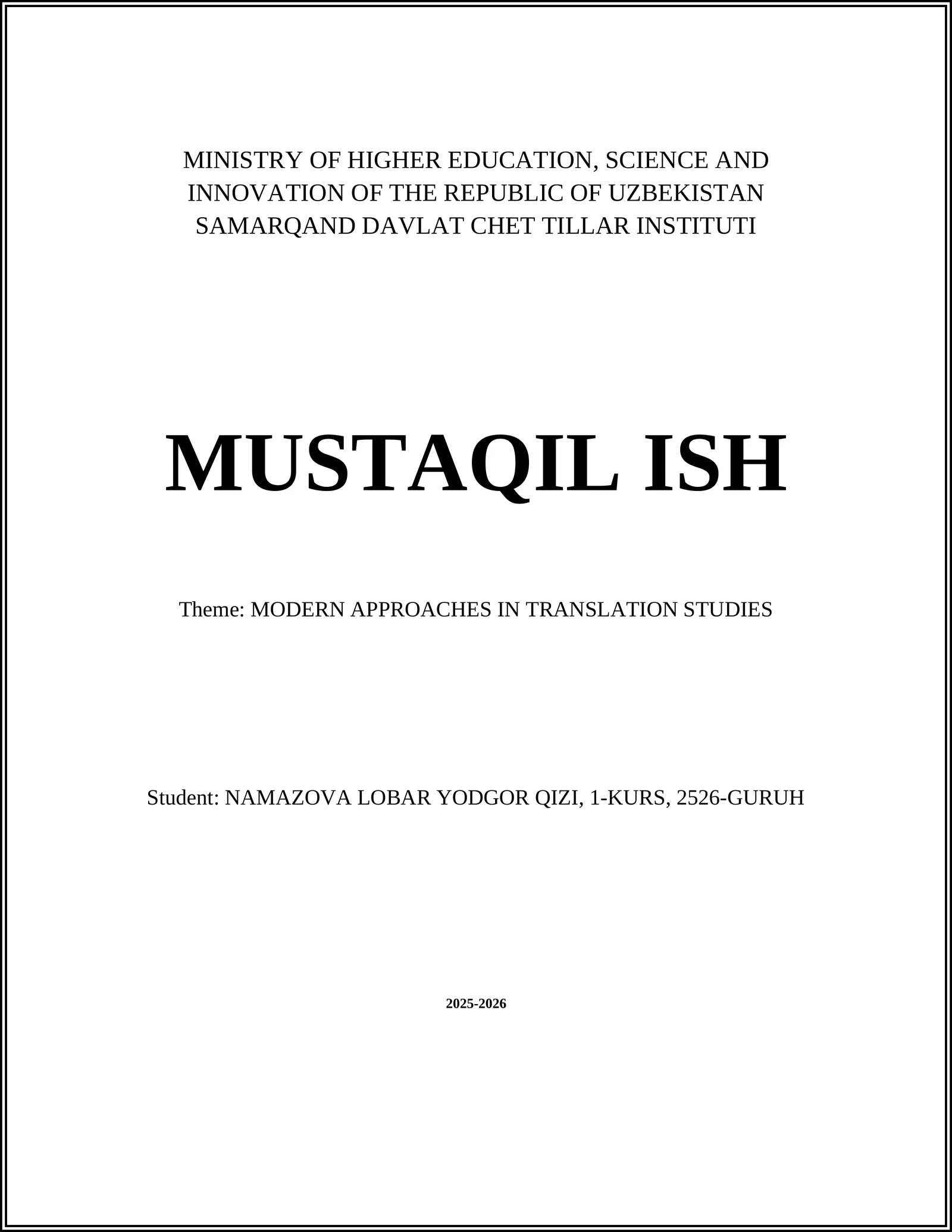 MODERN APPROACHES IN TRANSLATION STUDIES