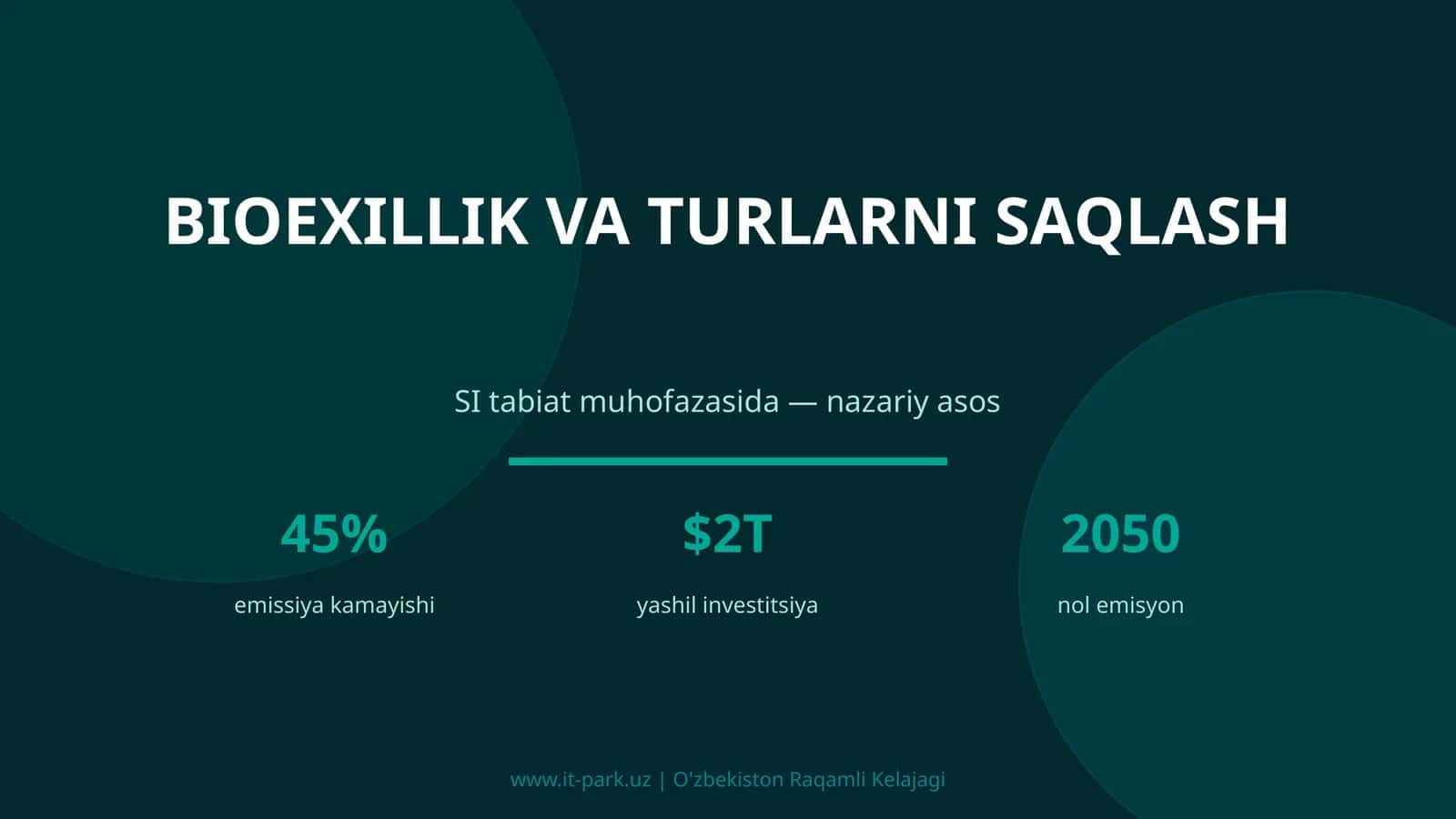 BIOEXILLIK VA TURLARNI SAQLASH
