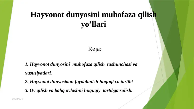 Hayvonot dunyosini muhofaza qilish yo’llari