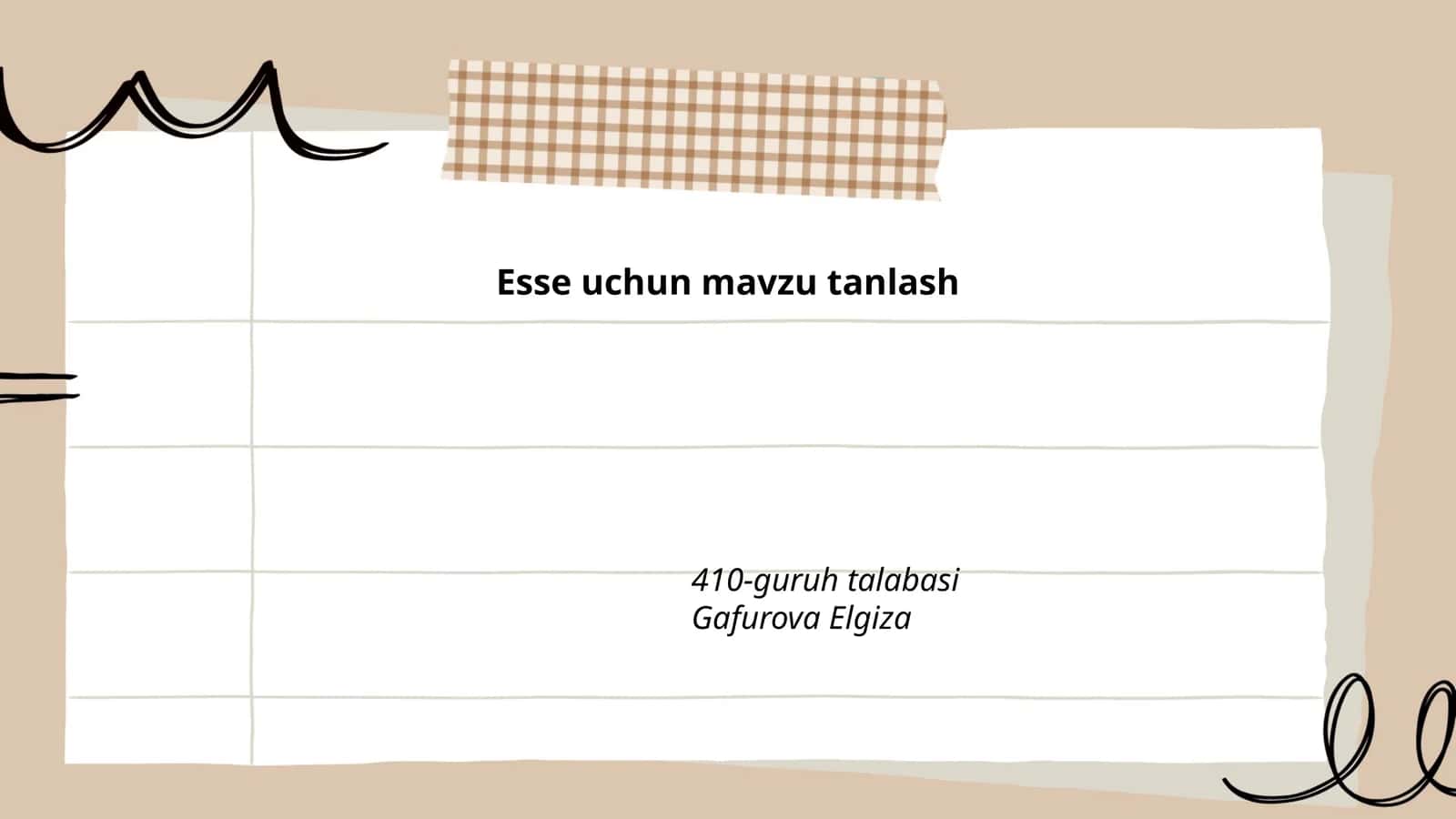 Esse uchun mavzu tanlash