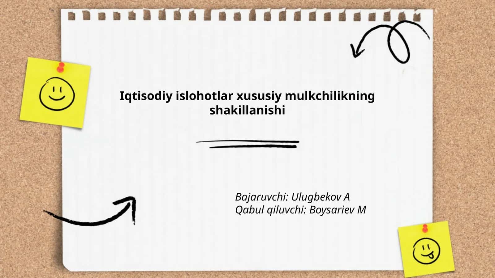 Iqtisodiy islohotlar xususiy mulkchilikning shakillanishi