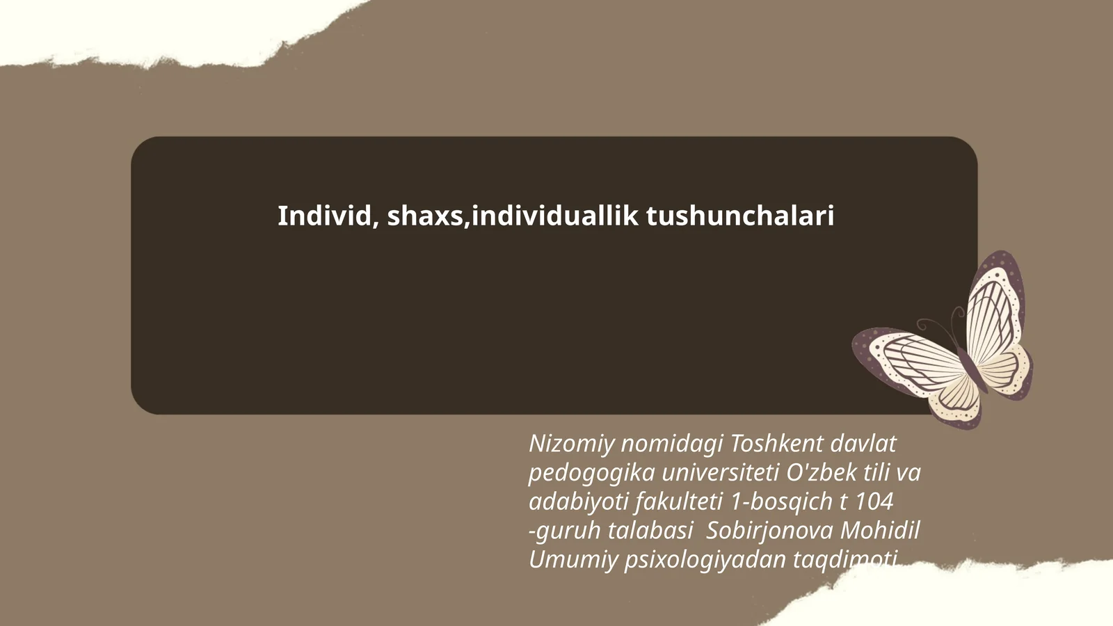 Umumiy psixologiyadan taqdimoti