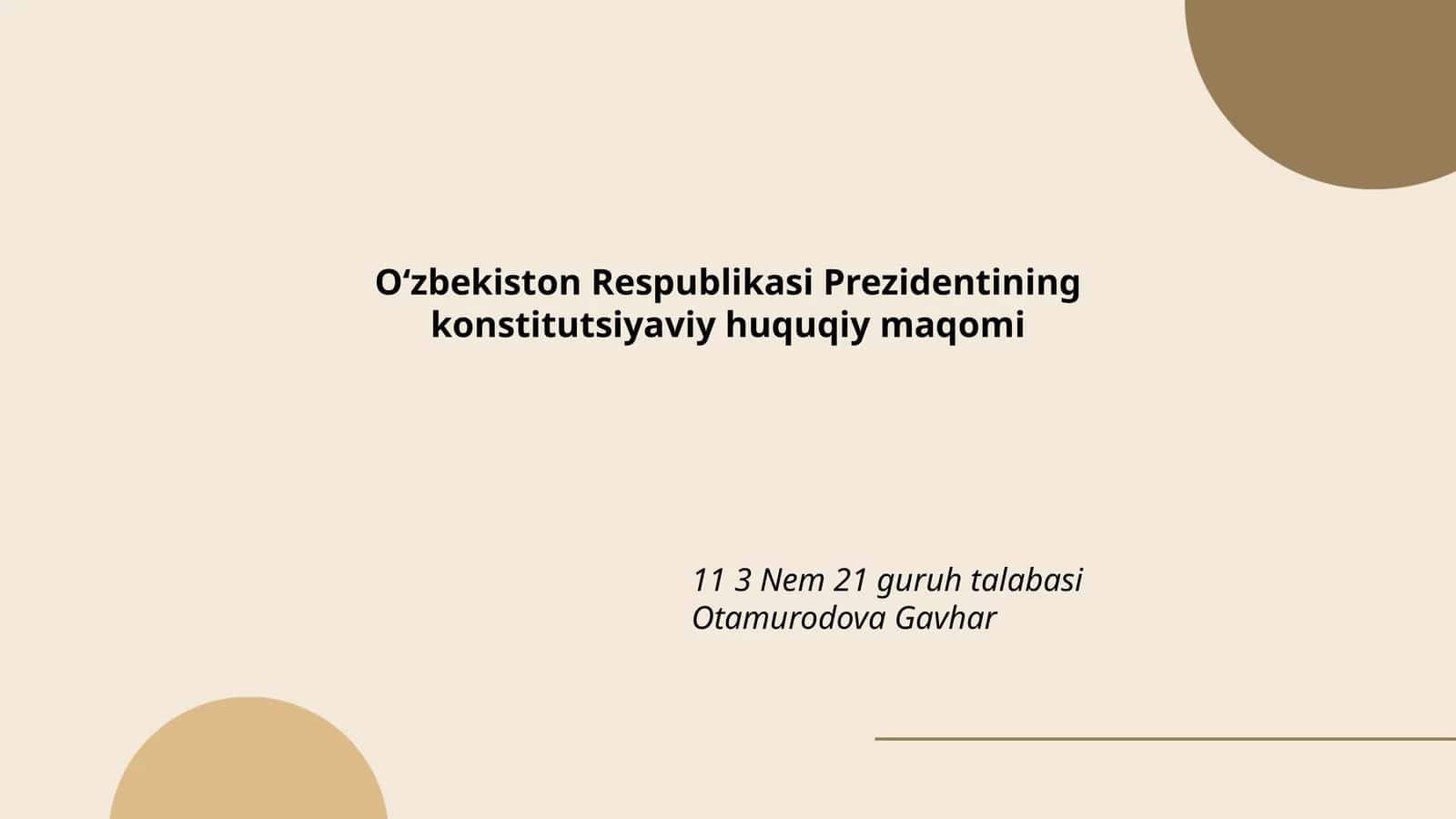Oʻzbekiston Respublikasi Prezidentining konstitutsiyaviy huquqiy maqomi