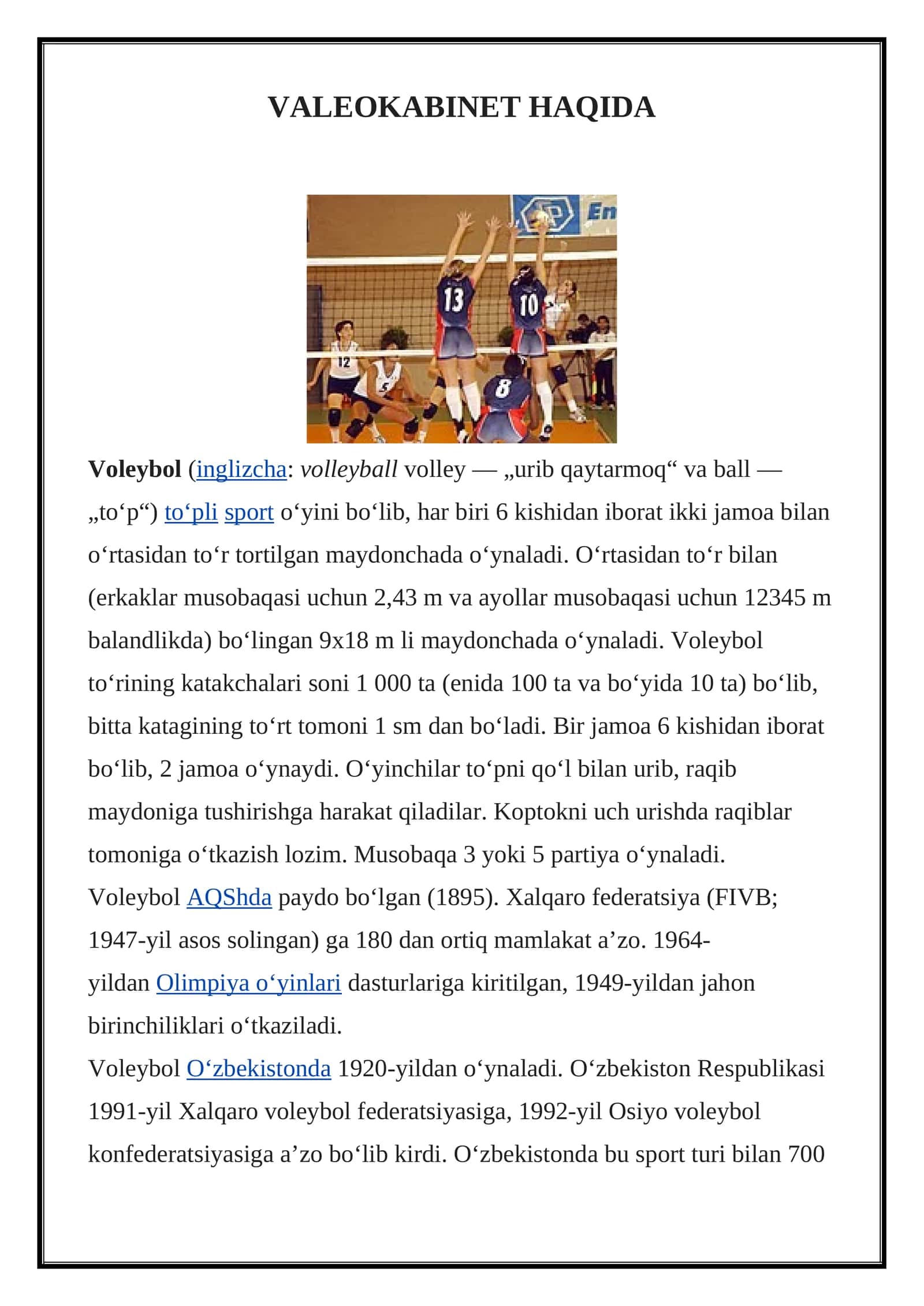 VALEOKABINET HAQIDA