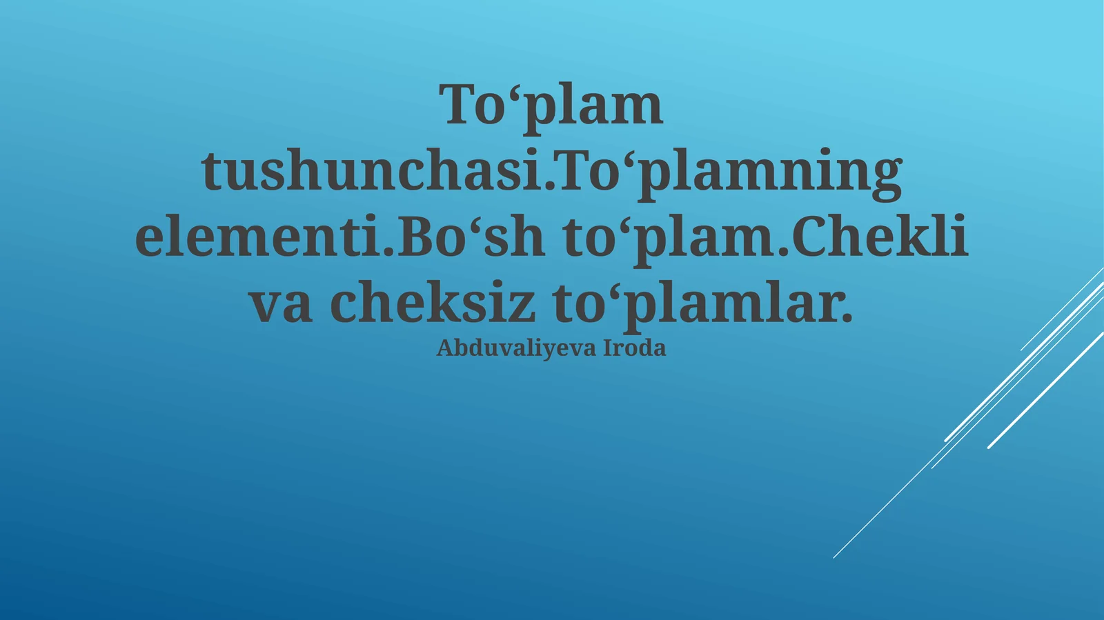 To'plamlarni solishtirish