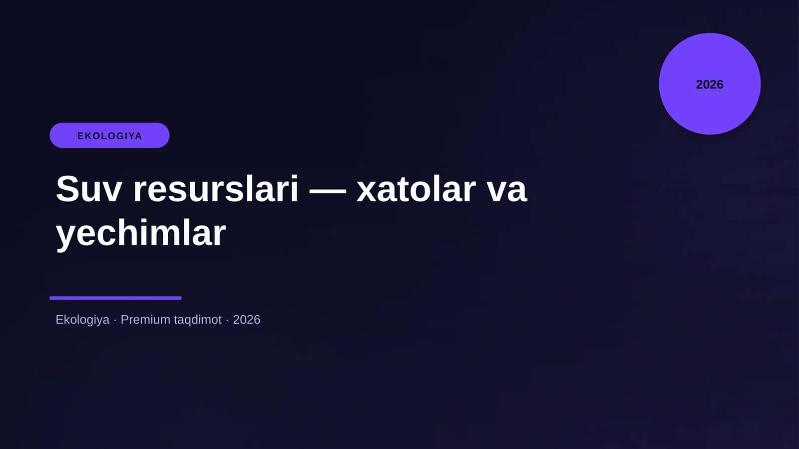 Suv resurslari — xatolar va yechimlar