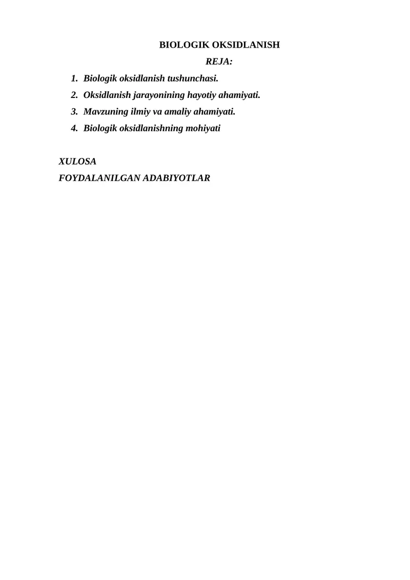 BIOLOGIK OKSIDLANISH