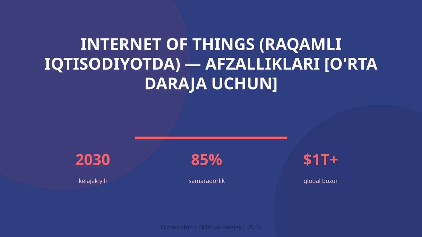 INTERNET OF THINGS (RAQAMLI IQTISODIYOTDA) — AFZALLIKLARI [O'RTA DARAJA UCHUN]