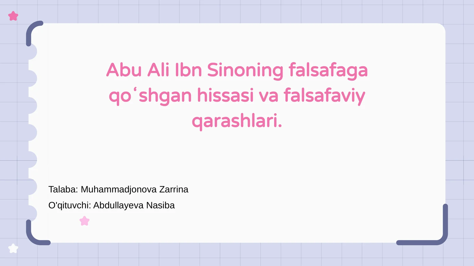 Abu Ali Ibn Sinoning falsafaga qoʻshgan hissasi va falsafaviy qarashlari