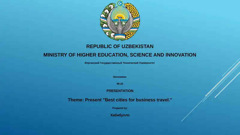 Present "Best cities for business travel."