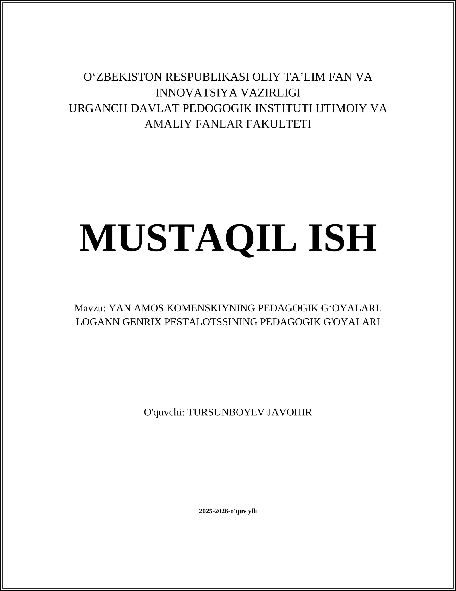 Yan Amos Komenskiyning pedagogik falsafasi va universal ta'lim