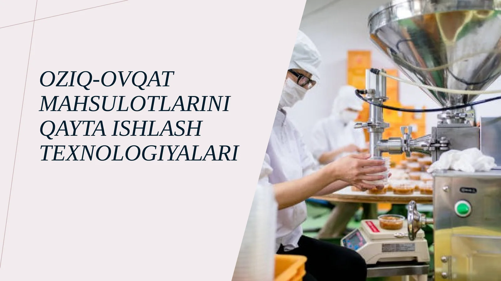 Oziq-ovqat mahsulotlarini qayta ishlash texnologiyalari