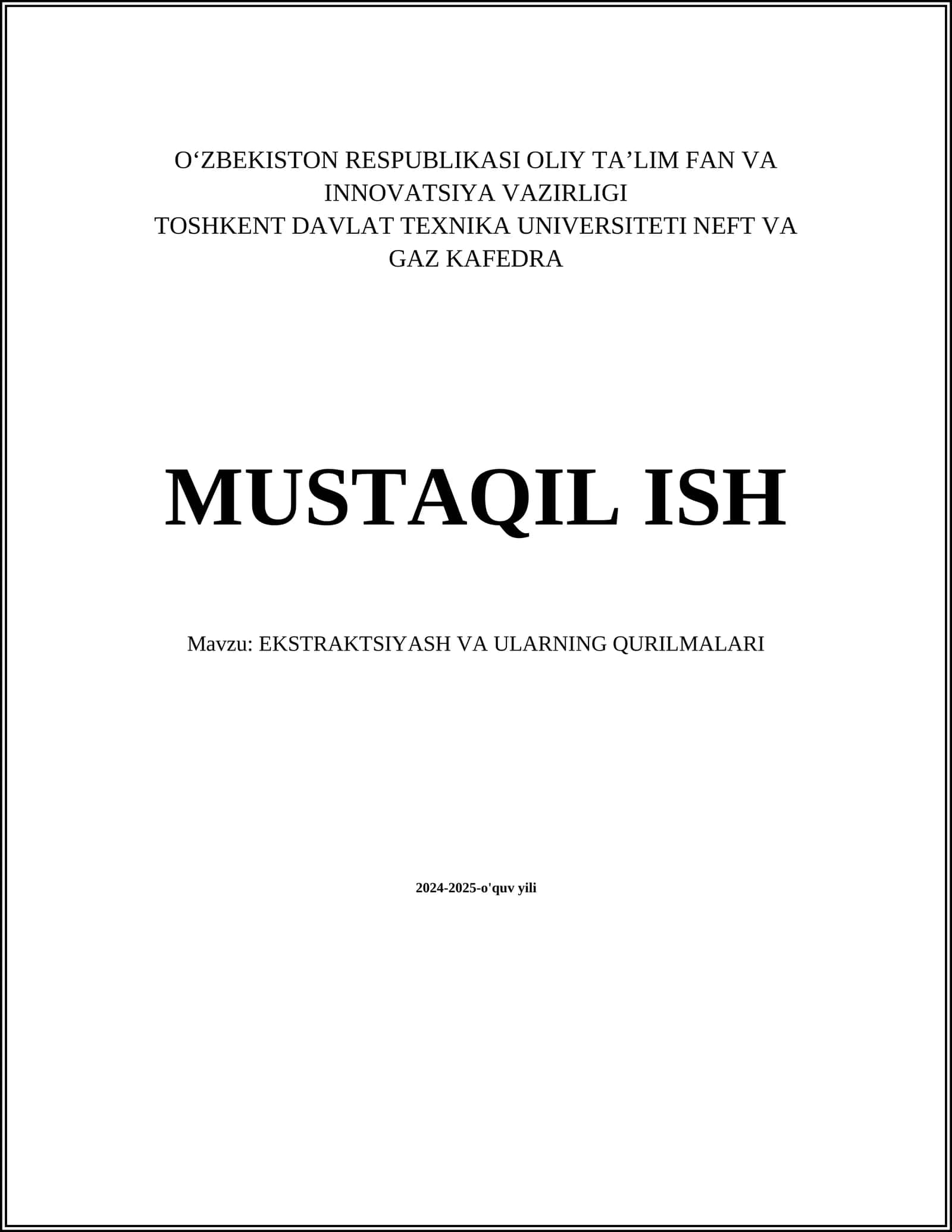 EKSTRAKTSIYASH VA ULARNING QURILMALARI