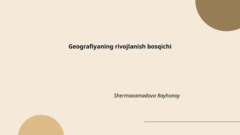 Geografiyaning rivojlanish bosqichi