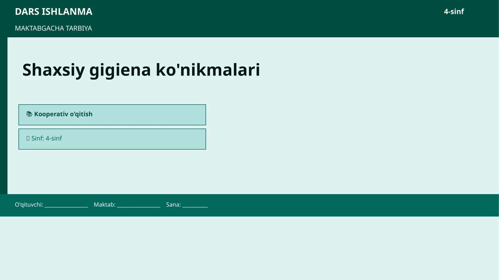 Shaxsiy gigiena ko'nikmalari