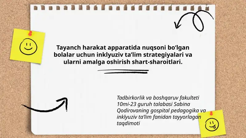 Sabina Qodirovaning gospital pedagogika va inklyuziv taʼlim fanidan tayyorlagan taqdimoti