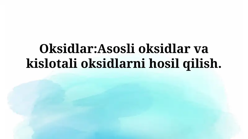 Oksidlar: Kirish