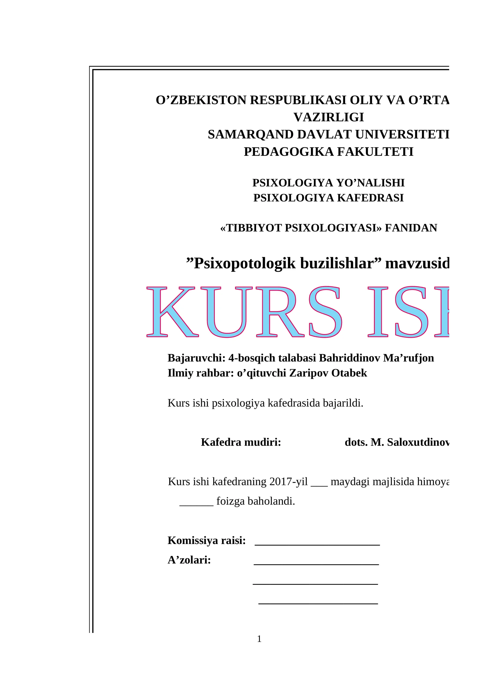 Psixopotologik buzilishlar