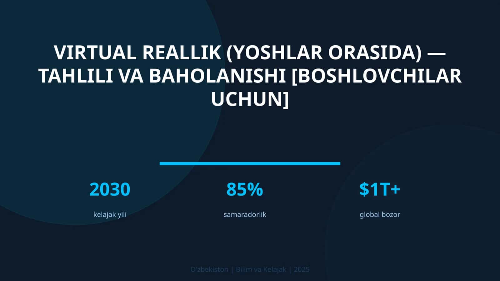 VIRTUAL REALLIK (YOSHLAR ORASIDA) — TAHLILI VA BAHOLANISHI [BOSHLOVCHILAR UCHUN]