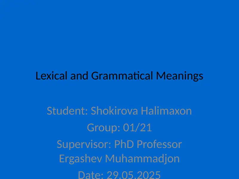 Lexical and Grammatical Meanings
