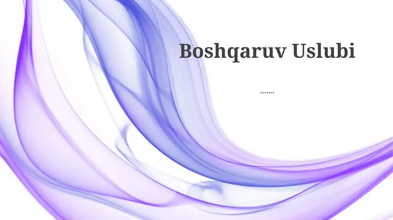 Boshqaruv Uslubi