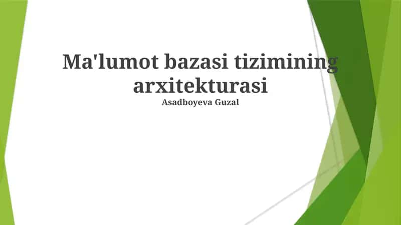 Ma'lumot bazasi tizimining arxitekturasi