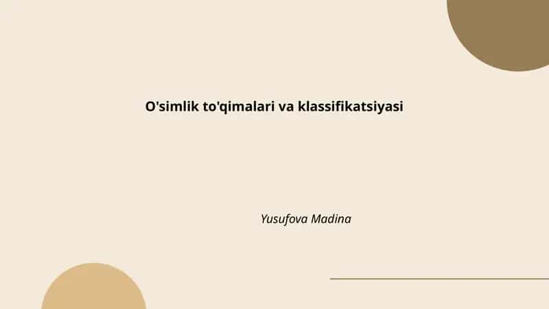 O'simlik to'qimalari va klassifikatsiyasi