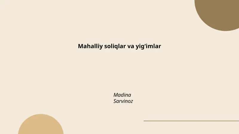 Mahalliy soliqlar va yigʻimlar