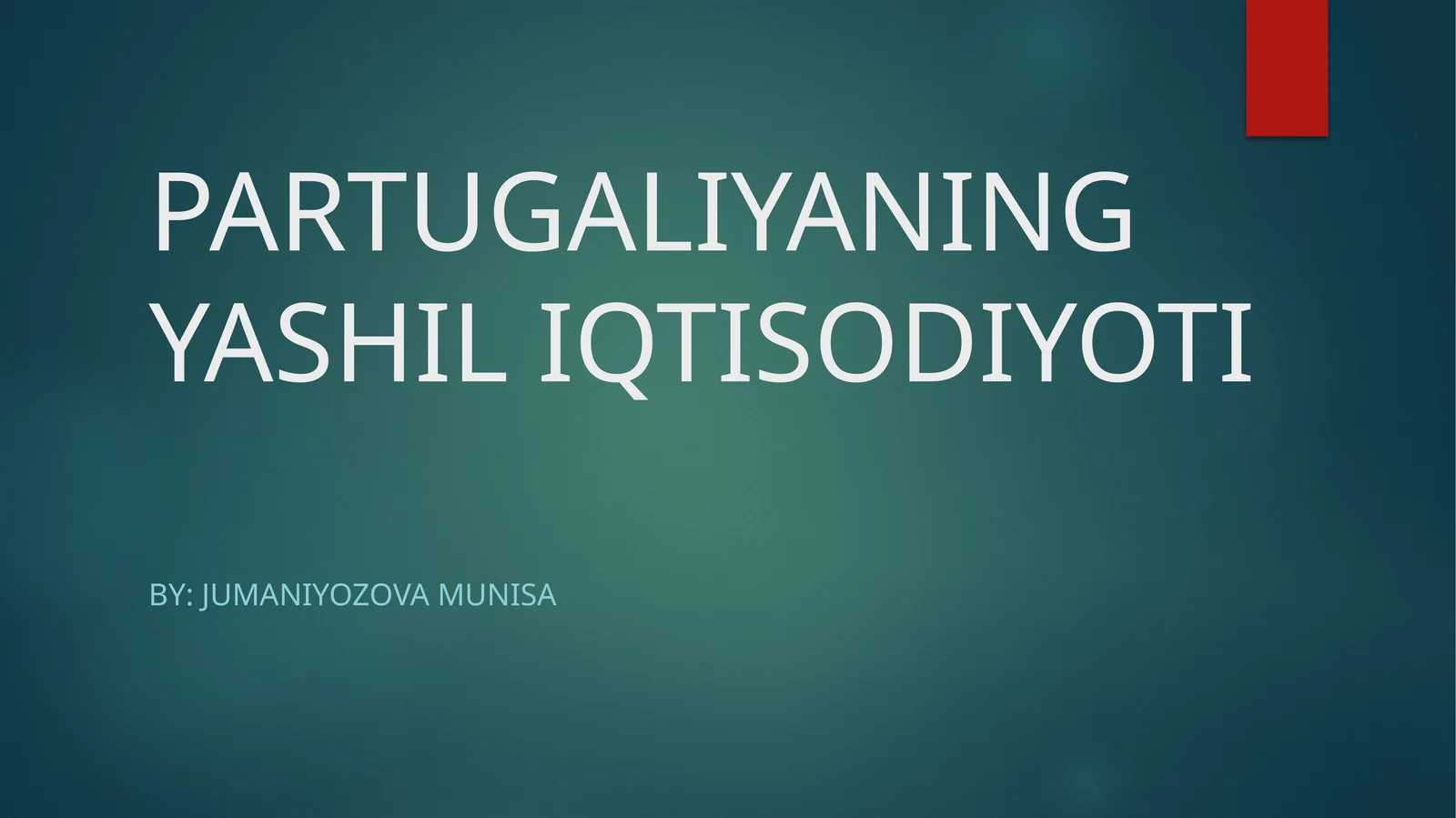 PARTUGALIYANING YASHIL IQTISODIYOTI