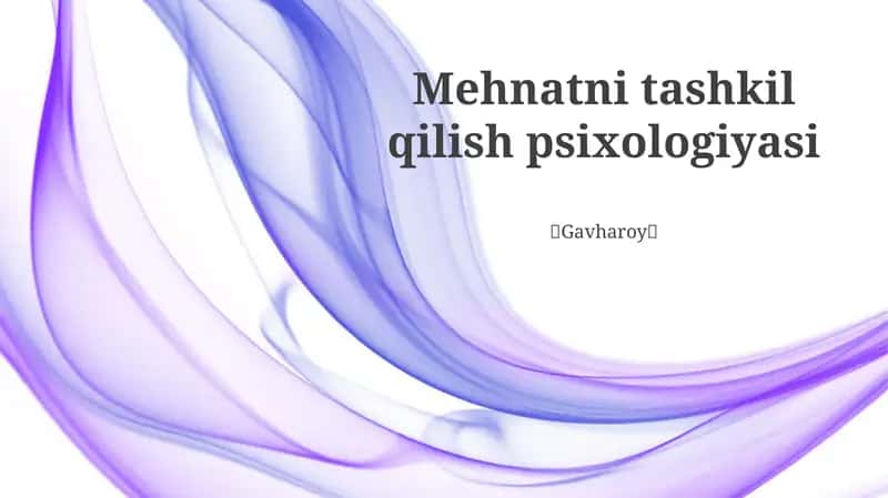 Mehnatni tashkil qilish psixologiyasi