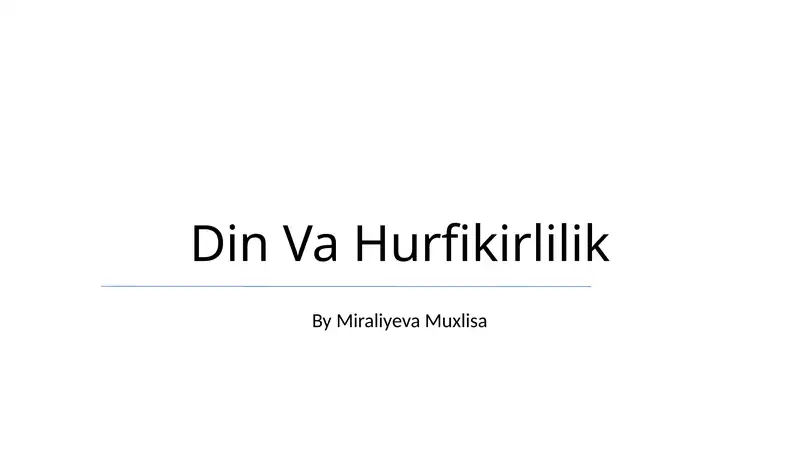 Din Va Hurfikirlilik