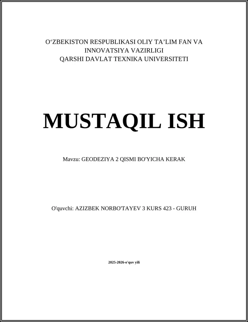 GEODEZIYA 2 QISMI