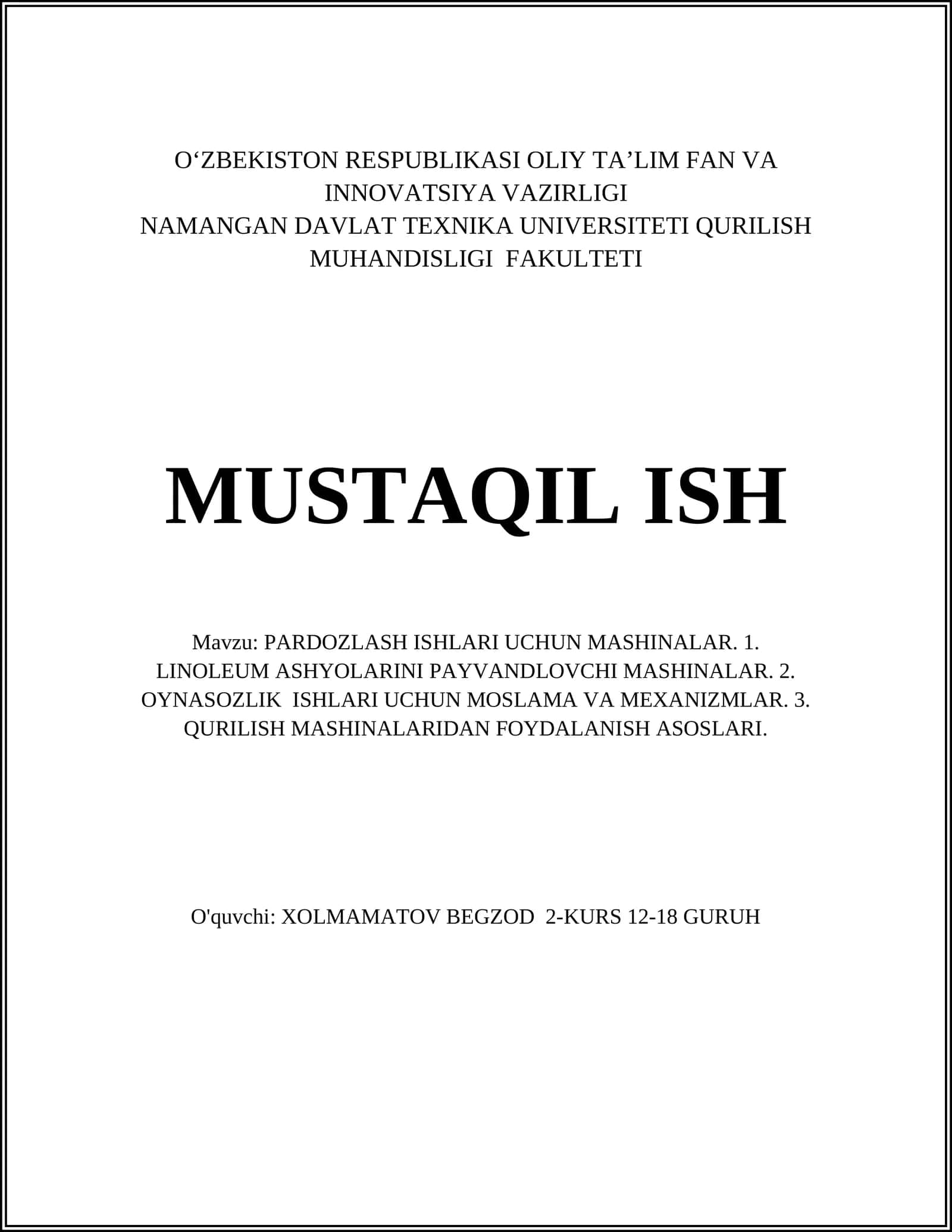 PARDOZLASH ISHLARI UCHUN MASHINALAR