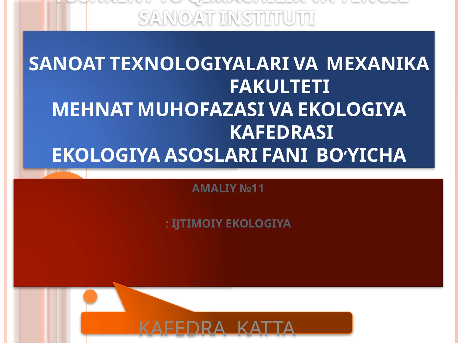 AMALIY №11: IJTIMOIY EKOLOGIYA