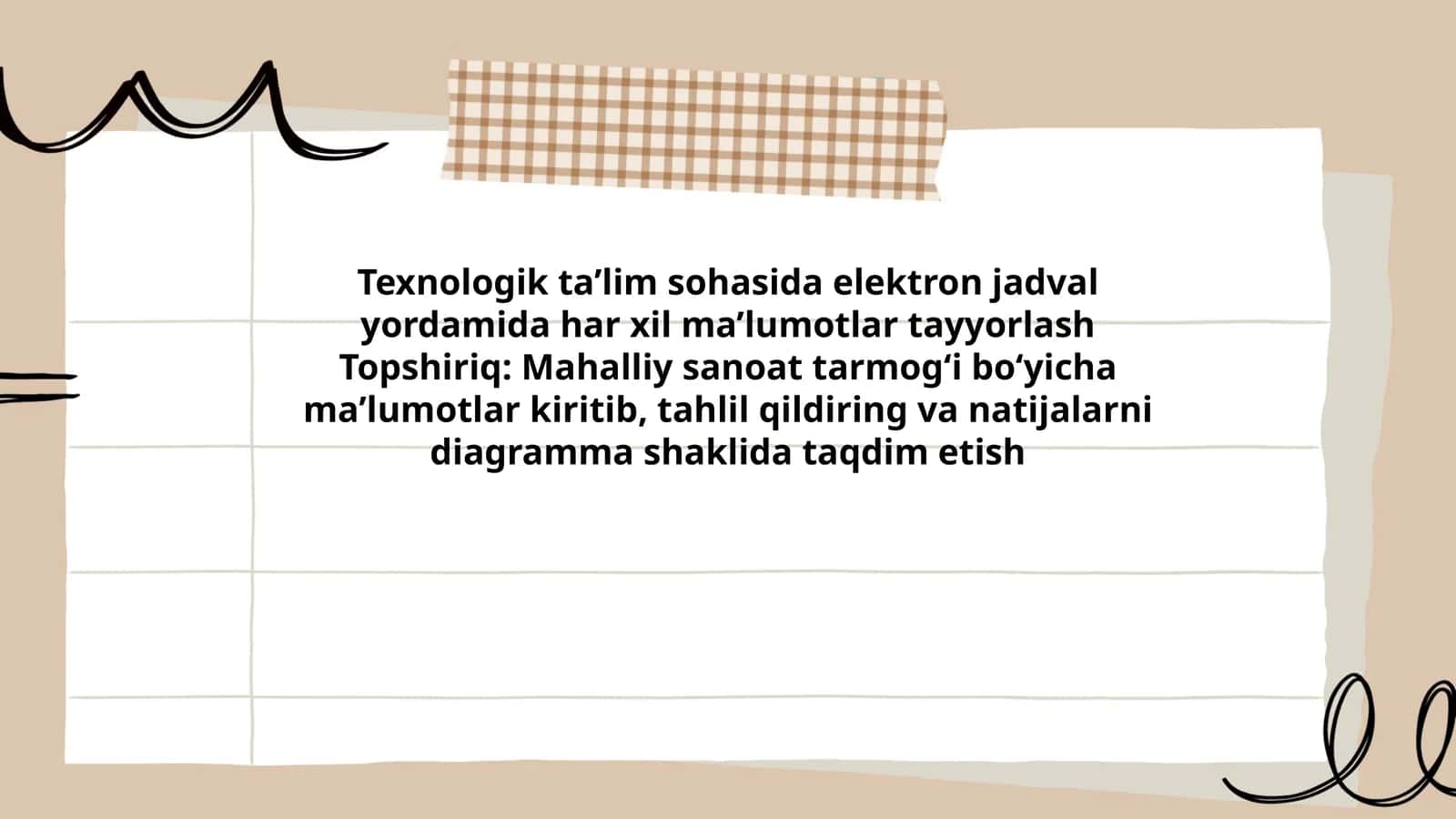 Elektron jadval yordamida ma'lumotlar tayyorlash