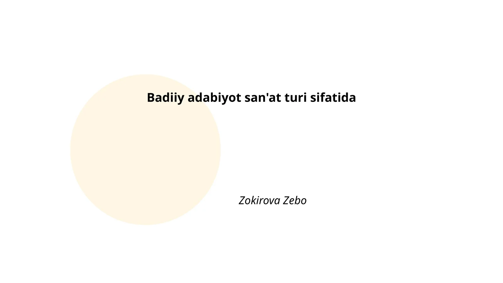 Badiiy adabiyot san'at turi sifatida