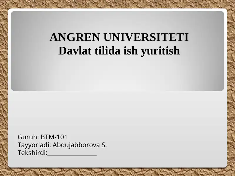 Davlat tilida ish yuritish