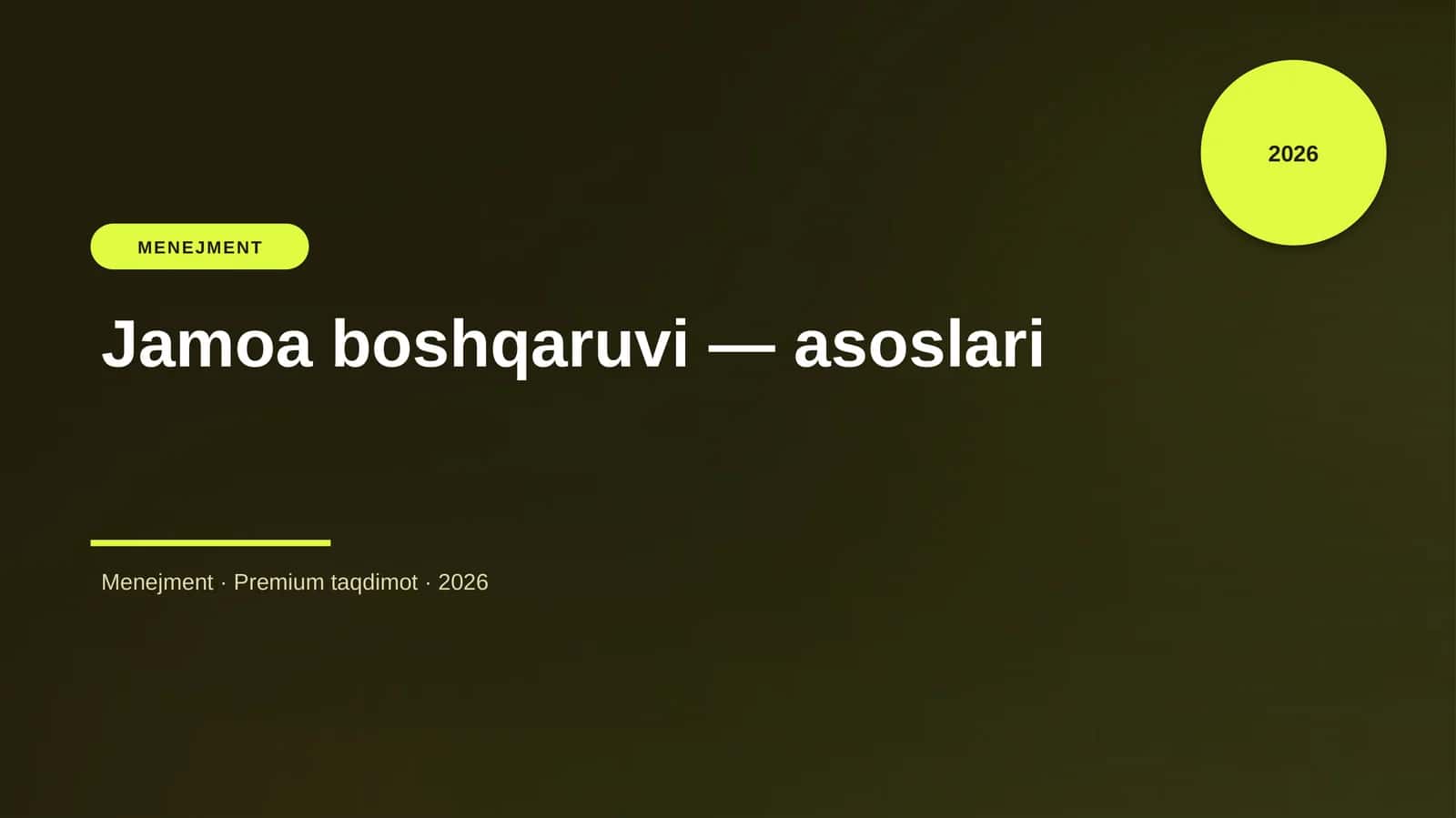 Jamoa boshqaruvi — asoslari