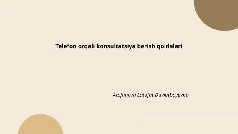 Telefon orqali konsultatsiya berish qoidalari