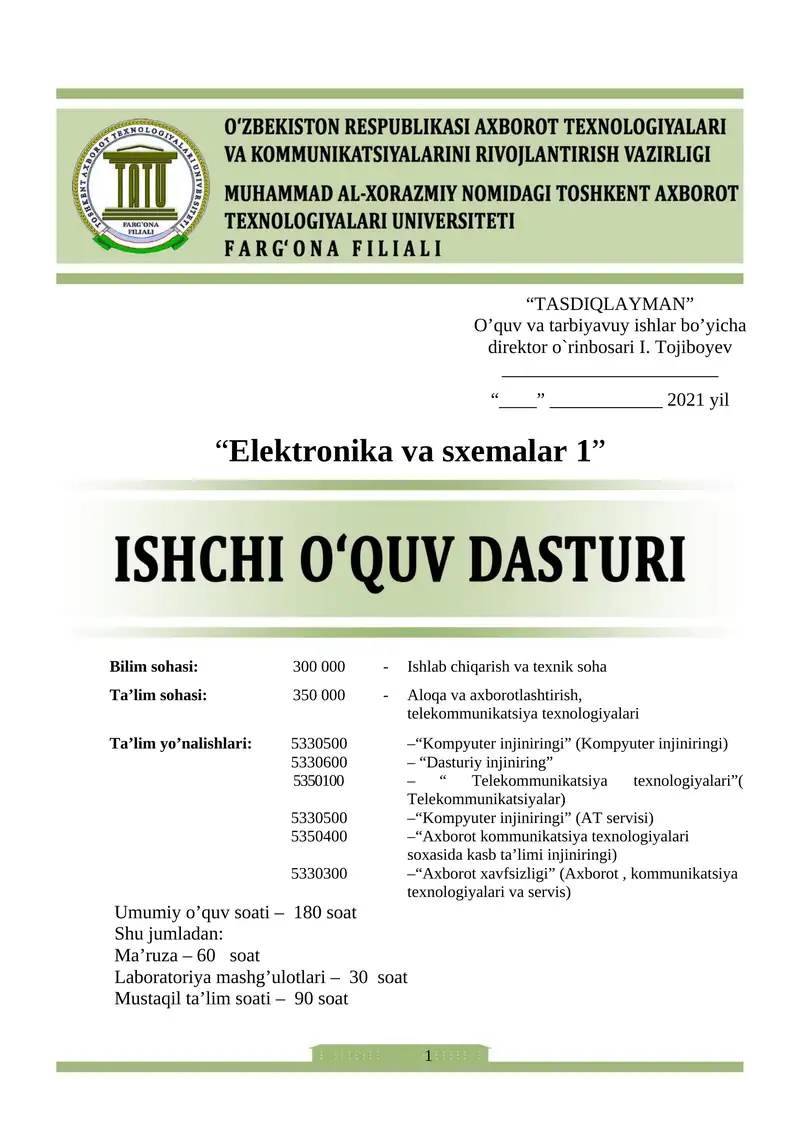 Elektronika va sxemalar 1