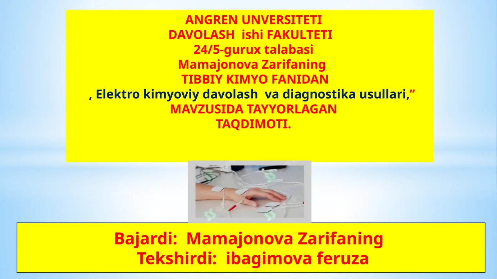 Elektrokimyoviy Davolash va Diagnostika Usullari
